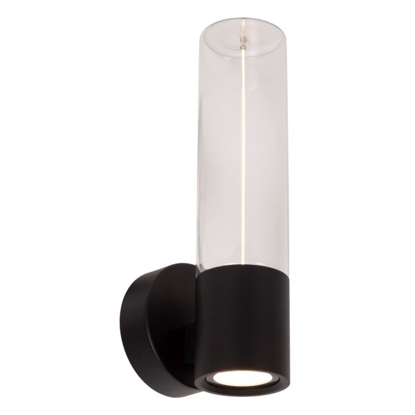 LED Außenwandleuchte Glas Schwarz 2700K IP54 T:13,2 cm