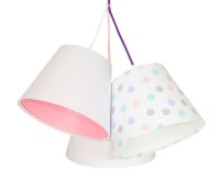 Kinderzimmerlampe SAMY Wei&szlig; Rosa gepunktet 3-flmg