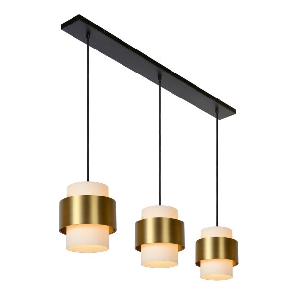Pendelleuchte verstellbar Glas Schwarz Gold E27 110 cm