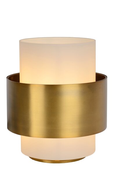 Tischleuchte Glas Gold Weiß Retro E27 H:23,5 cm