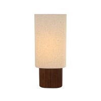 Tischlampe Holz Leinen Natur E27 H:70 cm Skandinavisch