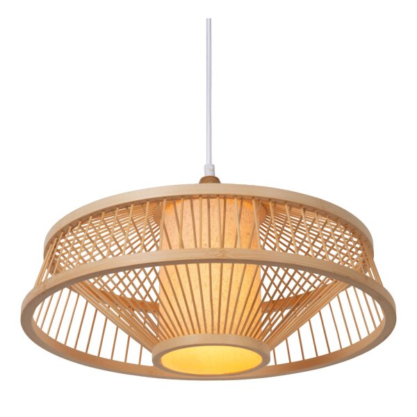 Pendelleuchte verstellbar Bambus Weiß E27 Ø40 cm