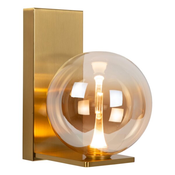LED Wandlampe Glas Metall Gold Bernstein 2700K H:24 cm