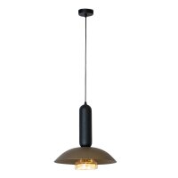 H&auml;ngelampe verstellbar Schwarz Kaffeebraun E27 B:40 cm