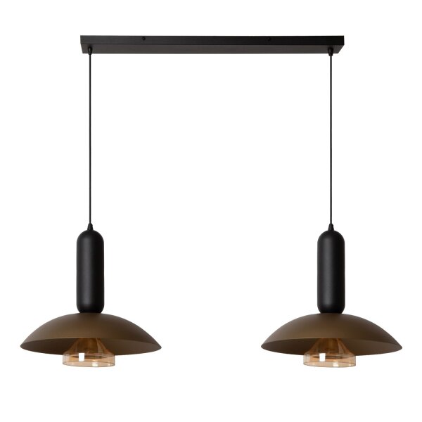 Hängelampe verstellbar Schwarz Kaffeebraun E27 L:114 cm