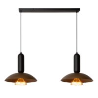 H&auml;ngelampe verstellbar Schwarz Kaffeebraun E27 L:114 cm