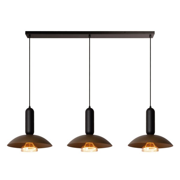 Hängelampe verstellbar Schwarz Kaffeebraun E27 L:164 cm