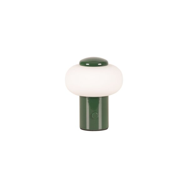 LED Tischlampe Akku Touchdimmer Glas Grün Weiß 2700K