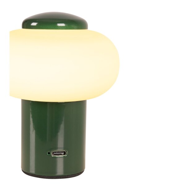 LED Tischlampe Akku Touchdimmer Glas Grün Weiß 2700K