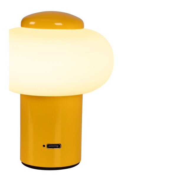 LED Tischleuchte Akku Touchdimmer Glas Gelb 2700K