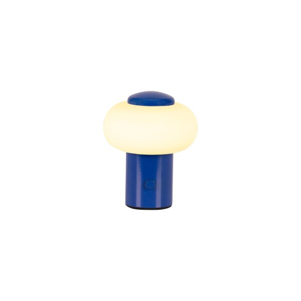 LED Tischleuchte Akku Glas Blau Weiß 2700K H:9,5 cm