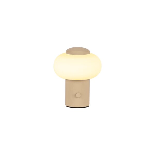 LED Tischlampe Akku Glas Beige Weiß 2700K H:9,5 cm