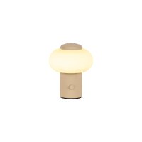 LED Tischlampe Akku Glas Beige Wei&szlig; 2700K H:9,5 cm