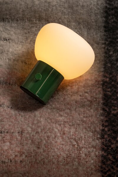 LED Tischleuchte Akku Glas Grün Weiß satiniert 2700K