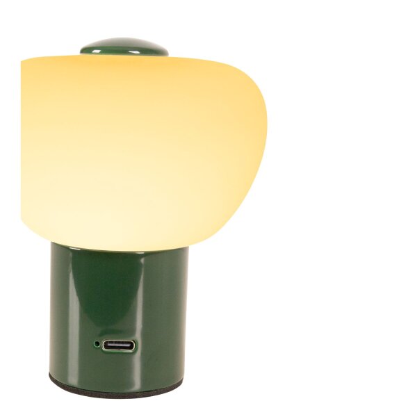 LED Tischleuchte Akku Glas Grün Weiß satiniert 2700K