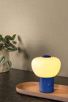 LED Tischlampe Akku Glas Blau Weiß 2700K H:9,5 cm...