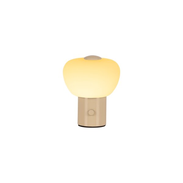 LED Tischleuchte Akku Glas Beige Weiß Pilzlampe 2700K