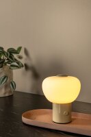 LED Tischleuchte Akku Glas Beige Weiß Pilzlampe 2700K