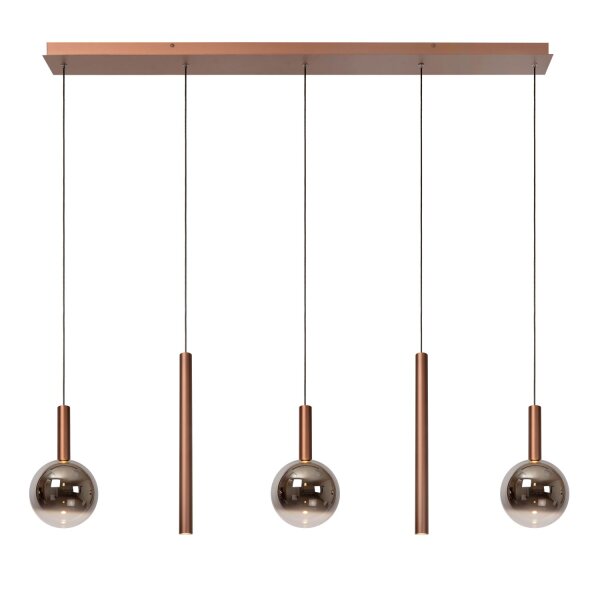 LED Pendelleuchte Kupfer Rauchglas 2200-3300K L:138 cm