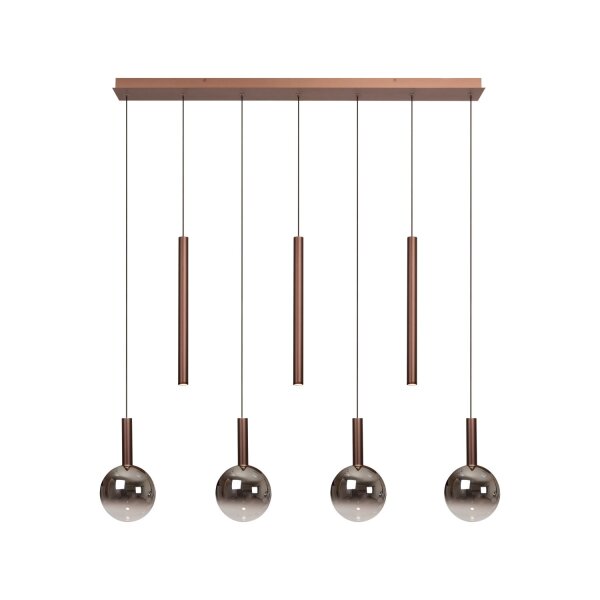 LED Pendelleuchte Kupfer Rauchglas 2200-3300K L:137 cm
