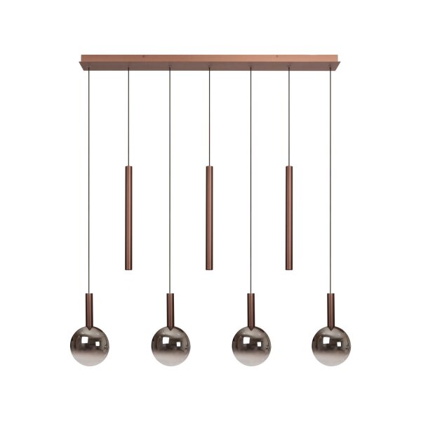 LED Pendelleuchte Kupfer Rauchglas 2200-3300K L:137 cm