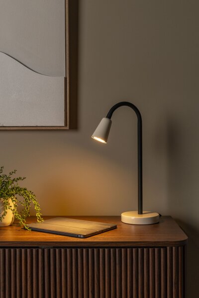 Tischleuchte flexibel verstellbar Beige Schwarz GU10
