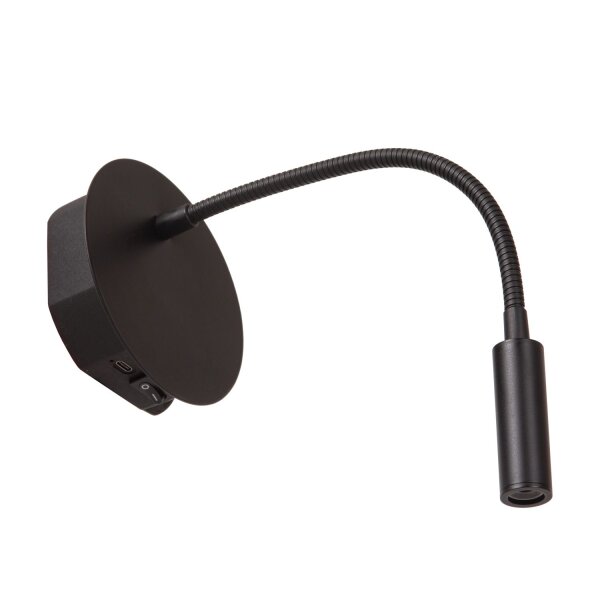 LED Wandleuchte Akku flexibel Schwarz USB 3000K H:11 cm