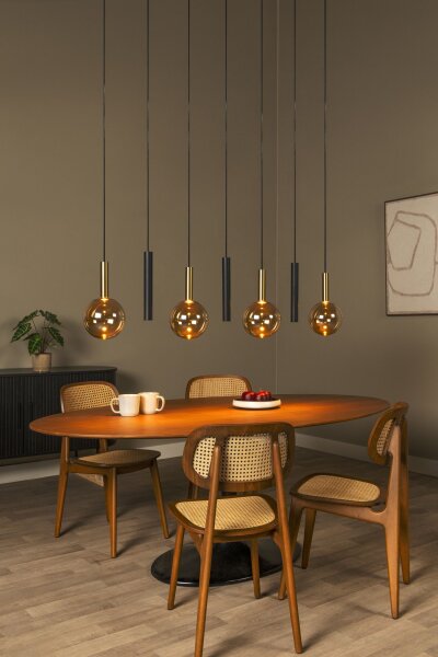 Hängelampe Glas Schwarz Bernstein G9 GU10 L:143 cm
