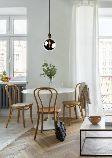 Hängelampe verstellbar Schwarz Rauchglas E27 Ø28 cm