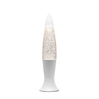 Elegante Lavalampe ANGELINA Wei&szlig; Silber Glitter 40cm