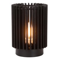 LED Tischlampe Akku Touchdimmer Holz Schwarz 2200K