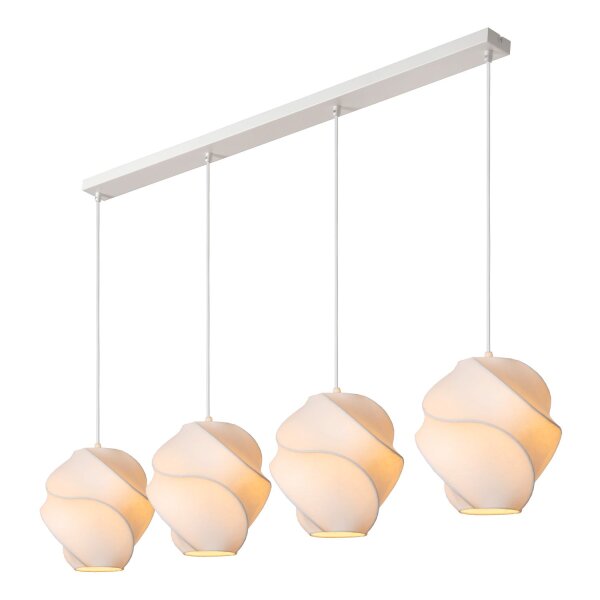 Hängelampe verstellbar Seide Weiß E27 L:127 cm