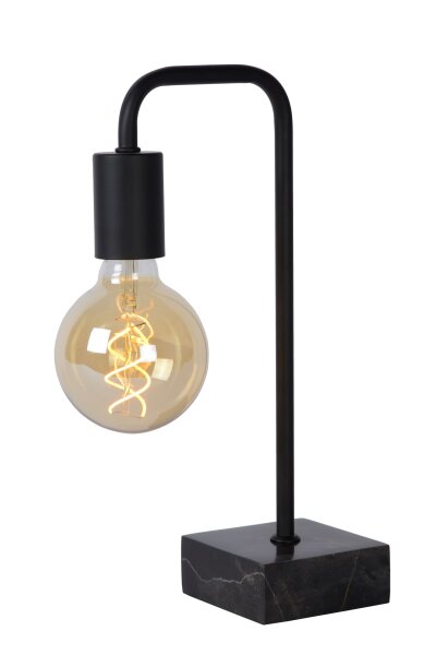 Tischlampe Marmor Stahl Schwarz E27 H:35 cm Vintage