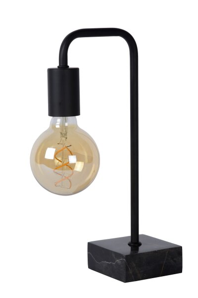 Tischlampe Marmor Stahl Schwarz E27 H:35 cm Vintage
