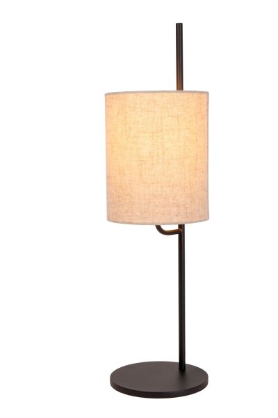 Tischlampe Leinen Stoff Schwarz Beige E27 H:64 cm