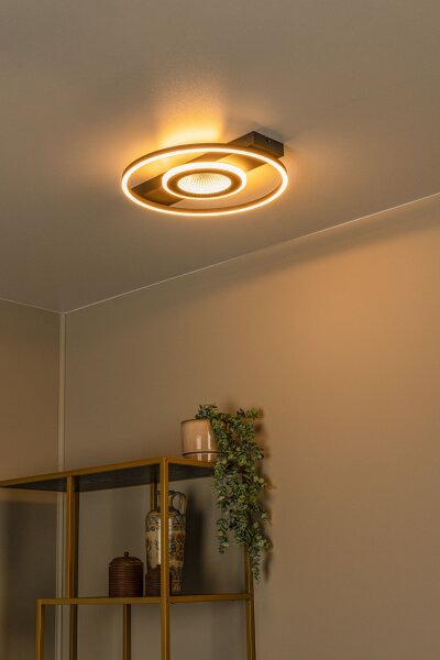 LED Deckenleuchte dimmbar Alu Schwarz 2700K B:40 cm