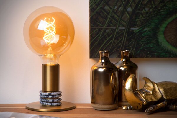 Tischlampe Kabelschalter Stahl Messing E27 Vintage