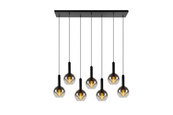 Hängelampe verstellbar Schwarz Rauchglas E27 L:130 cm