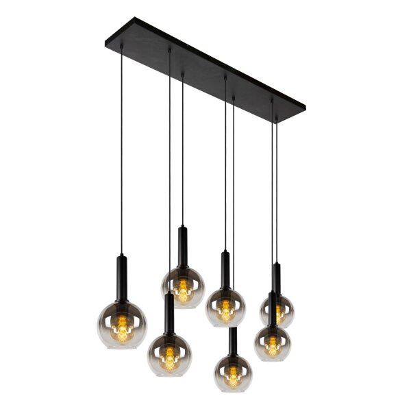 Hängelampe verstellbar Schwarz Rauchglas E27 L:130 cm