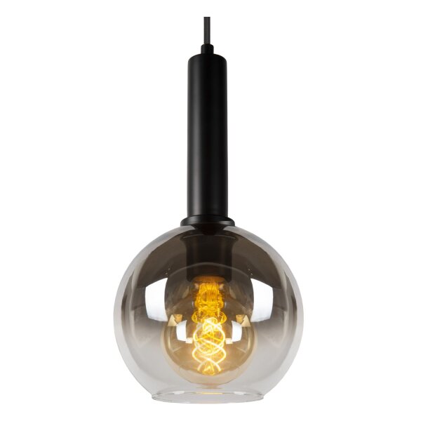 Hängelampe verstellbar Schwarz Rauchglas E27 L:130 cm