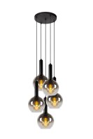 H&auml;ngelampe verstellbar Schwarz Rauchglas E27...