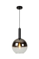 H&auml;ngelampe verstellbar Schwarz Rauchglas E27 B:30 cm