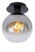 Deckenleuchte blendarm Schwarz Rauchglas E27 &Oslash;20 cm