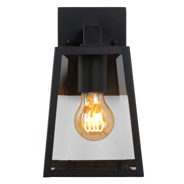 Außenwandleuchte Glas Metall Schwarz E27 IP23 Landhaus