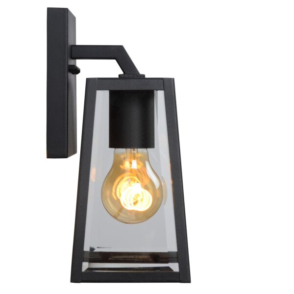 Außenwandleuchte Glas Metall Schwarz E27 IP23 Landhaus