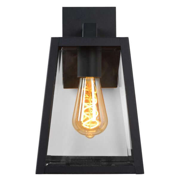Außenwandleuchte Glas Metall Schwarz E27 IP23 T:18 cm