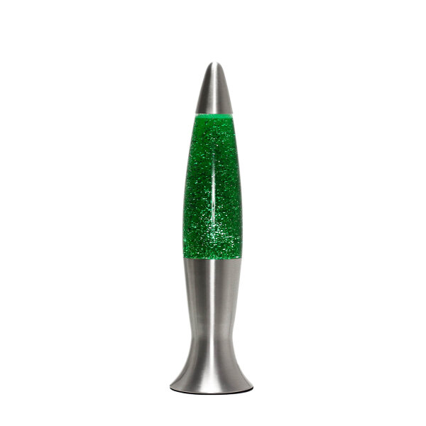 Retro Lavalampe ANGELINA Grün Glitter Silber 40cm