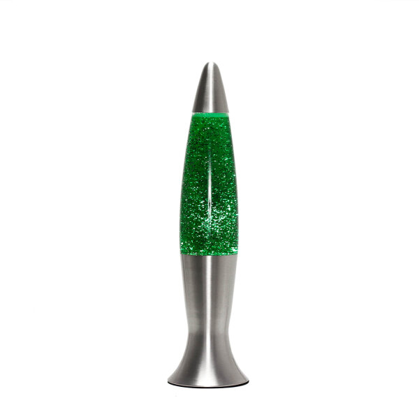 Retro Lavalampe ANGELINA Grün Glitter Silber 40cm