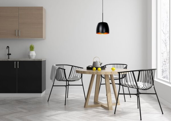 Hängelampe verstellbar Metall Schwarz E27 Ø24 cm modern