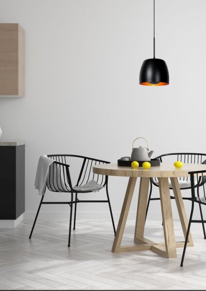 Hängelampe verstellbar Metall Schwarz E27 Ø24 cm modern